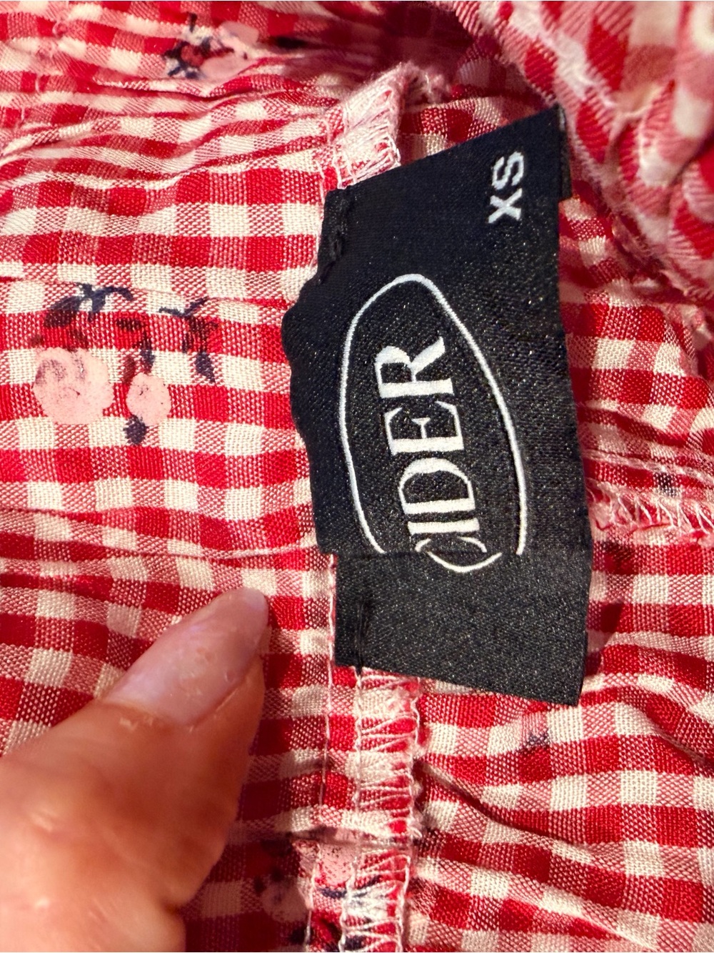 Cider Red Gingham High-Waist Ruffle Shorts - Picture 2 of 3